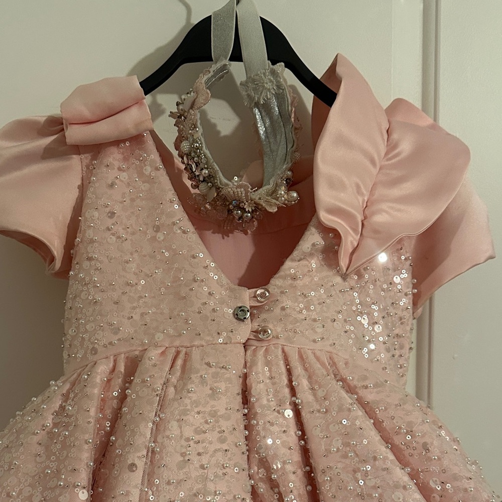 Pink Sequin Ruffle Dress - Picture 4 of 7